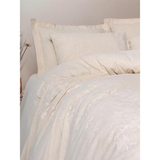 Cotton Box Cotton Keten Çift Kişilik Nevresim Takımı Kivora Bej