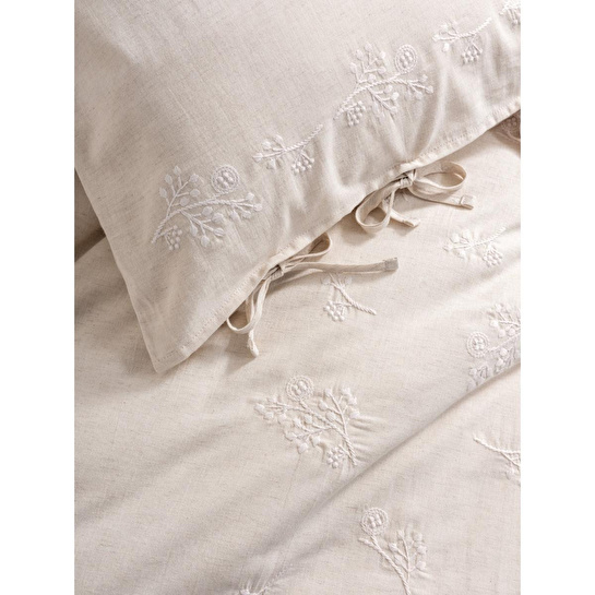 Cotton Box Cotton Keten Çift Kişilik Nevresim Takımı Esmira Bej