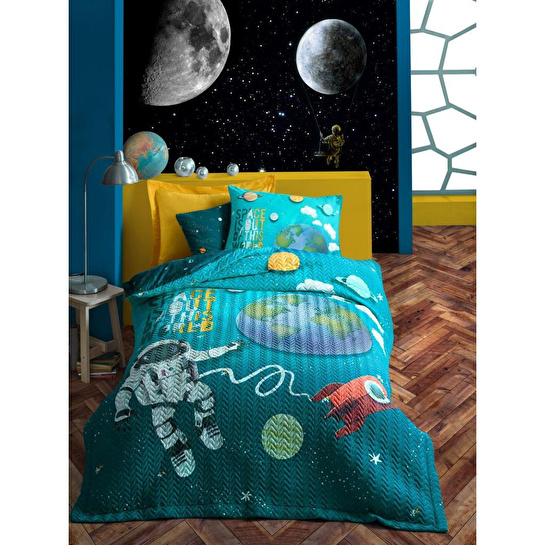 Cotton Box Junior Tek Kişilik Complete Set Little Astronaut Turkuaz