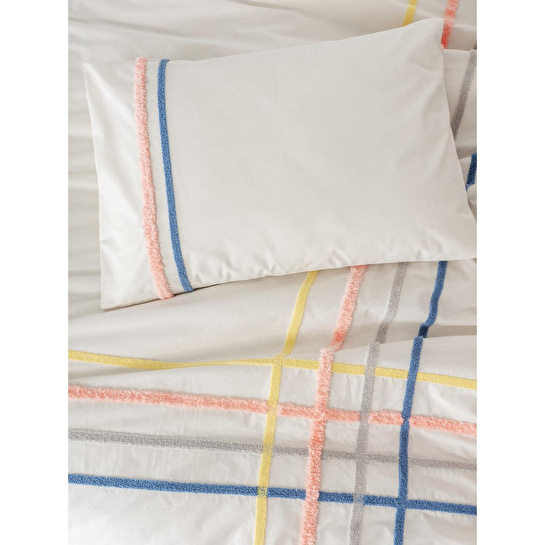 Cotton Box Puff Nakışlı Çift Kişilik Nevresim Takımı Linea Somon