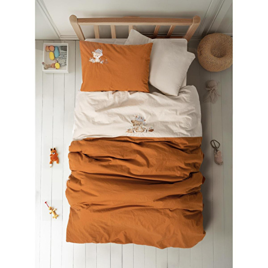 Cotton Box Cuddly Nakışlı Bebek Nevresim Takımı Clever Bej