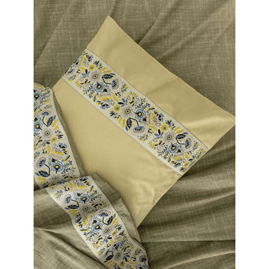 Cotton Box Folk Art Çift Kişilik Nevresim Takımı Elowen Sarı