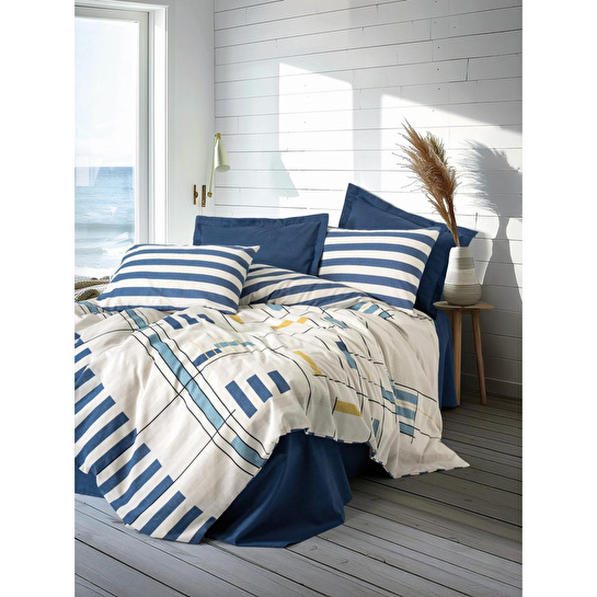 Cotton Box Modern Çift Kişilik Nevresim Takımı Lunox Lacivert
