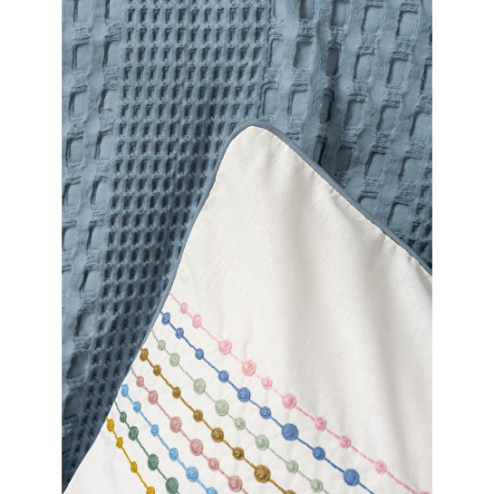 Cotton Box Aura Çift Kişilik Pike Takımı Pebble Indigo