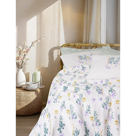 Cotton Box Estiva Tek Kişilik Pike Takımı Twig Mint