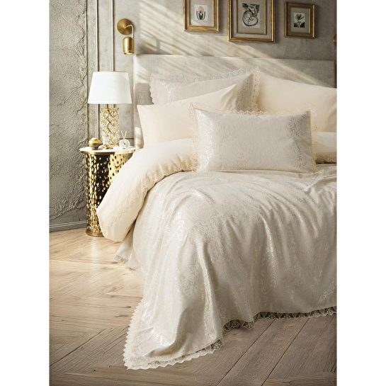 Cotton Box Chi Chi Çift Kişilik Pikeli Nevresim Takımı Velora Cappuccino