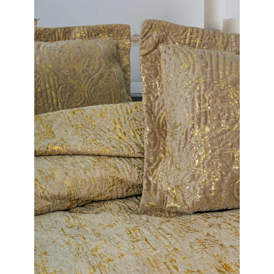 Cotton Box Smart Tek Kişilik Yatak Örtüsü Kadife Varaklı Brillante Kahve