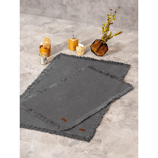 Cotton Box Bath Rug Set Antrasit 75x125 60x90