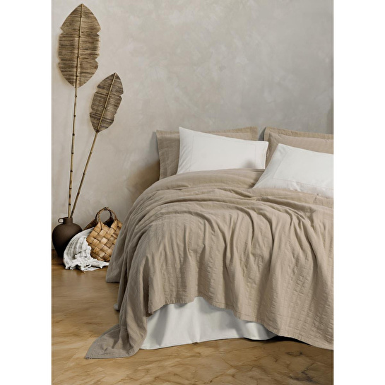Cotton Box Natura Çift Kişilik Yatak Örtüsü/pike Takımı Vilo Bej