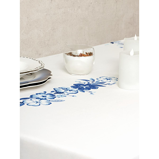 Cotton Box Pano Baskılı Masa Örtüsü Violet Mavi 170x170