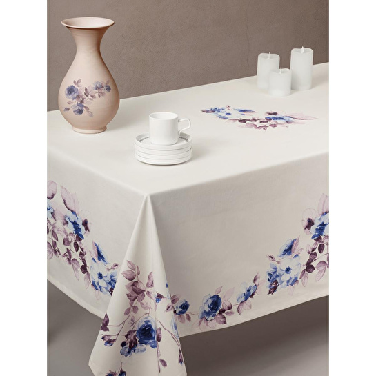 Cotton Box Pano Baskılı Masa Örtüsü Grazra Lila 170x170