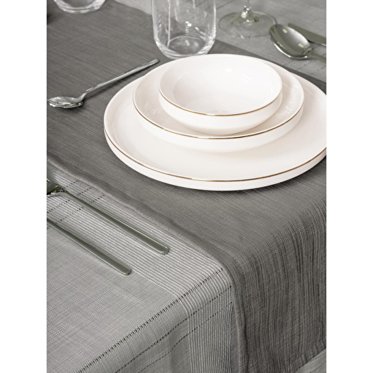 Cotton Box Antique Masa Örtüsü Seti Jasmine Gri 155x220