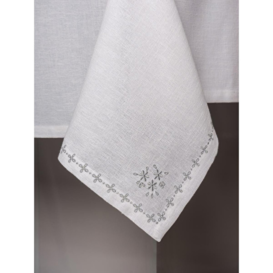 Cotton Box Keten Masa Örtüsü Takımı Pera Beyaz 175x240