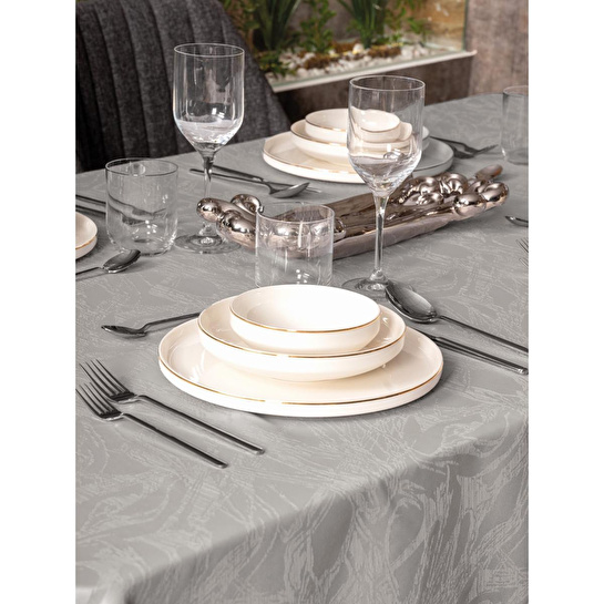 Cotton Box Jakarlı Dertsiz Masa Örtüsü Lavinia Gri 155x220