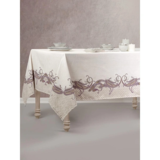 Cotton Box Pano Baskılı Masa Örtüsü Nels Bej 170x230