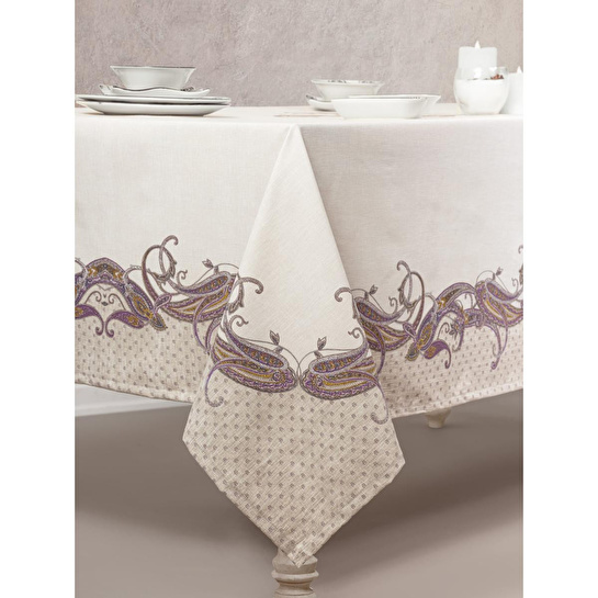 Cotton Box Pano Baskılı Masa Örtüsü Nels Bej 170x230