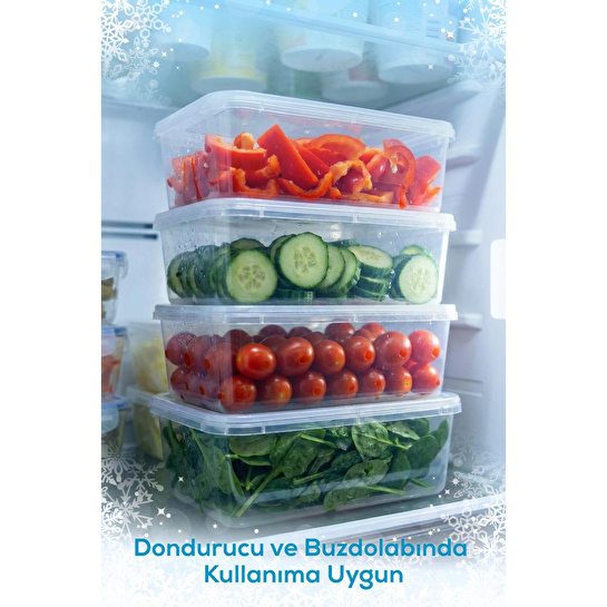 Vienev 4'lü 2 Lt Sabit Kapaklı Şeffaf Saklama Kabı Seti - Dikdörtgen Bakliyat Erzak Düzenleyici Kutu