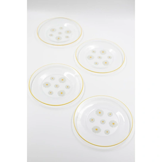 Rakle Fiona 4'lü Cam Pasta Tabağı Seti 19 Cm