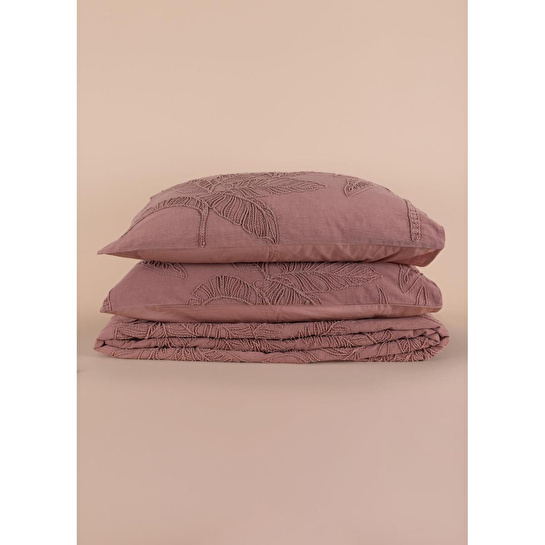 The Mia Çift Kişilik Yatak Örtüsü Seti 3 Parça Gül Kurusu