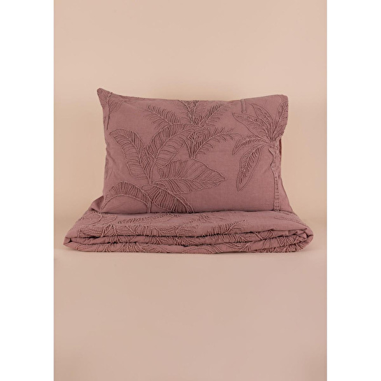 The Mia Çift Kişilik Yatak Örtüsü Seti 3 Parça Gül Kurusu