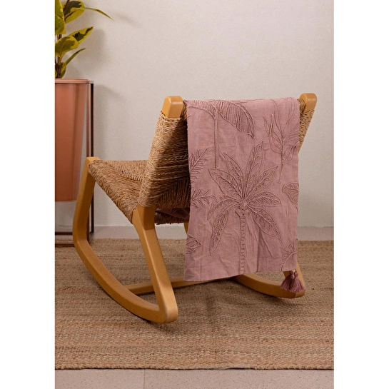 The Mia Throw Koltuk Şalı Püsküllü Gül Kurusu 170x130