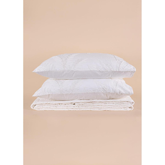 The Mia Çift Kişilik Yatak Örtüsü Seti 3 Parça Krem