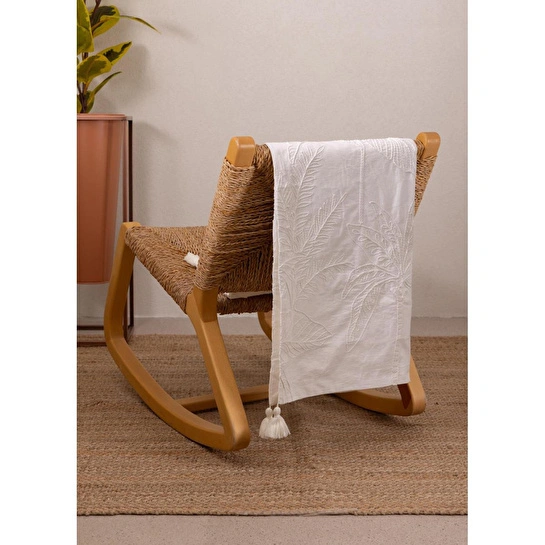 The Mia Throw Koltuk Şalı Püsküllü Krem 170x130