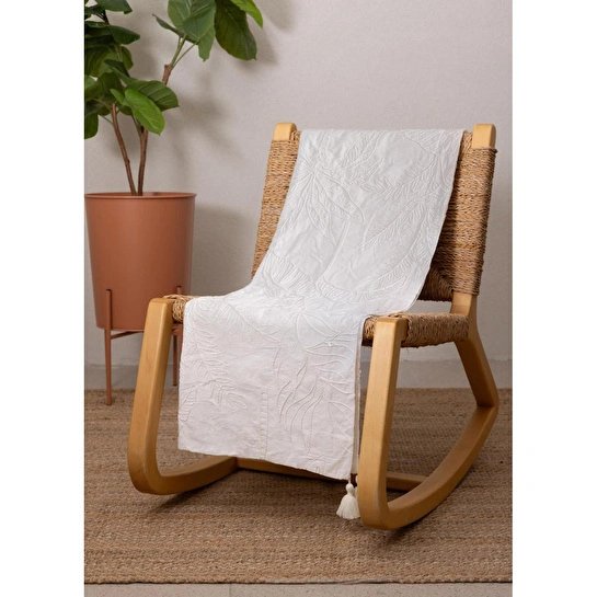 The Mia Throw Koltuk Şalı Püsküllü Krem 170x130