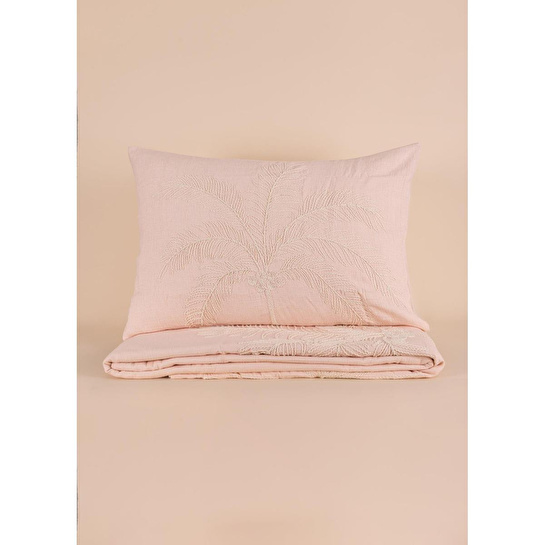 The Mia Çift Kişilik Yatak Örtüsü Seti 3 Parça Pudra