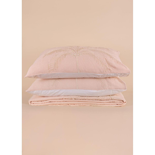 The Mia Çift Kişilik Yatak Örtüsü Seti 3 Parça Pudra