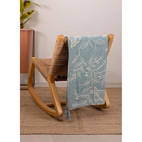 The Mia Throw Koltuk Şalı Püsküllü Yeşil 170x130