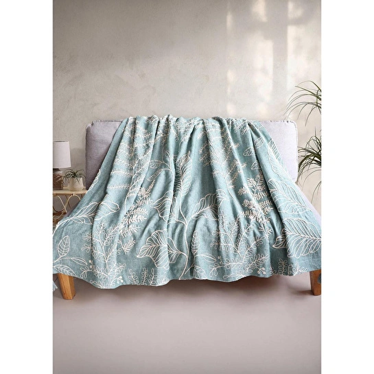 The Mia Throw Koltuk Şalı Püsküllü Yeşil 170x130