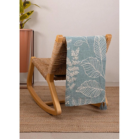 The Mia Throw Koltuk Şalı Püsküllü Yeşil 170x130