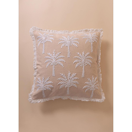 The Mia Tropikal Palmiye Desenli Kırlent Pudra 45 X 45 Cm