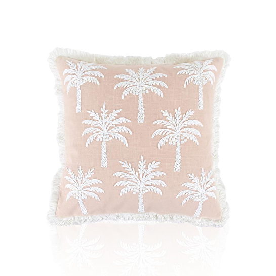 The Mia Tropikal Palmiye Desenli Kırlent Pudra 45 X 45 Cm