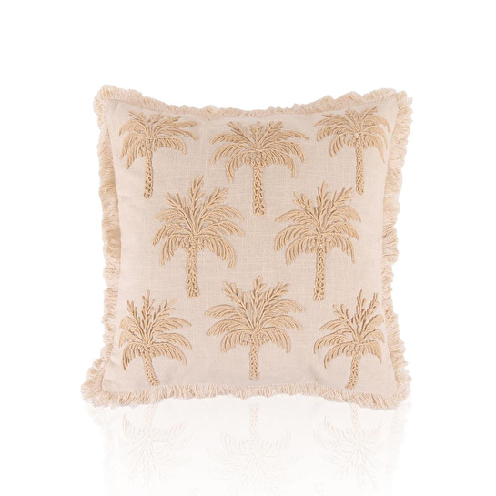 The Mia Tropikal Palmiye Desenli Kırlent Bej 45 X 45 Cm