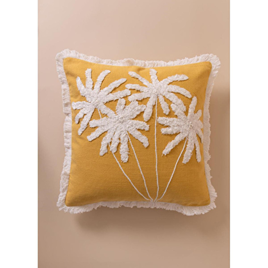 The Mia Bohem Palmiye Desenli Kırlent Hardal 45 X 45 Cm