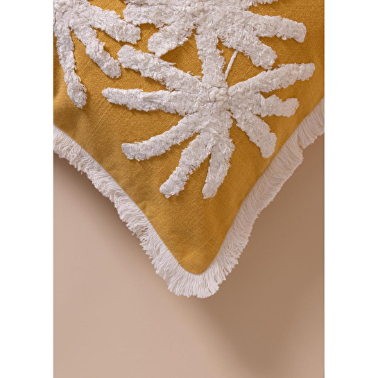 The Mia Bohem Palmiye Desenli Kırlent Hardal 45 X 45 Cm