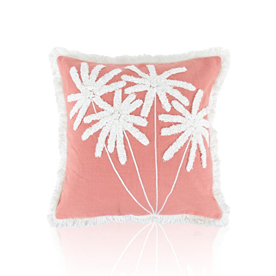 The Mia Bohem Palmiye Desenli Kırlent Somon 45 X 45 Cm