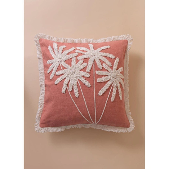 The Mia Bohem Palmiye Desenli Kırlent Somon 45 X 45 Cm