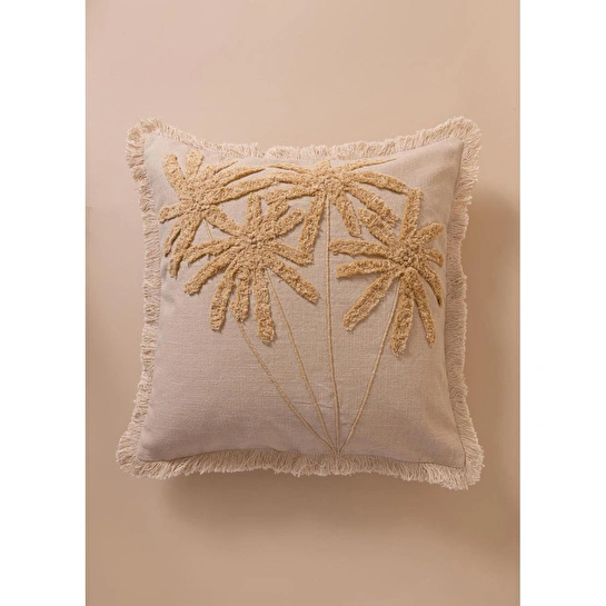 The Mia Bohem Palmiye Desenli Kırlent Bej 45 X 45 Cm