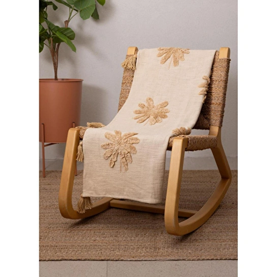 The Mia Papatya Desenli Örtü Kahverengi 130 X 170 Cm