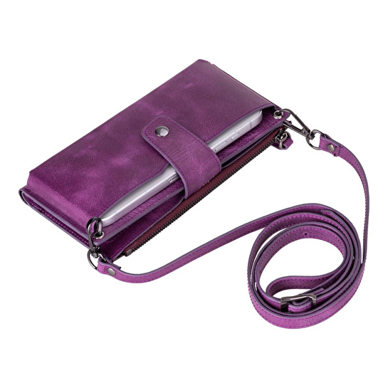 Bloominbag Lozan Strap Mulberry Velvet Gerçek Deri Çapraz Askılı Cüzdan Çanta