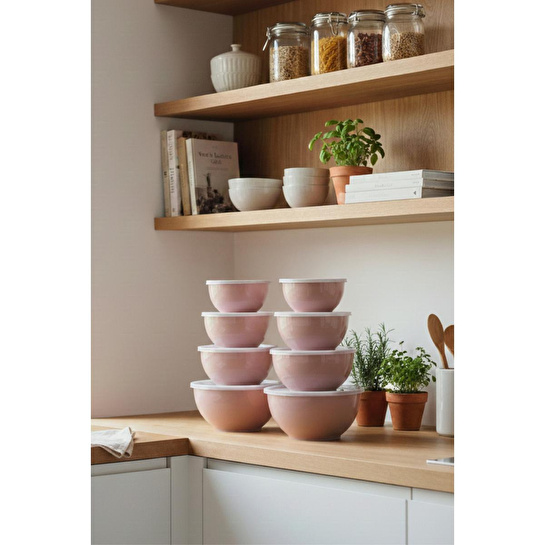 Vienev 8'li Yuvarlak Kase Seti Pembe | 1l, 1.5l, 2.3l, 3.3l | Kapaklı Çok Amaçlı Mutfak Saklama Kabı