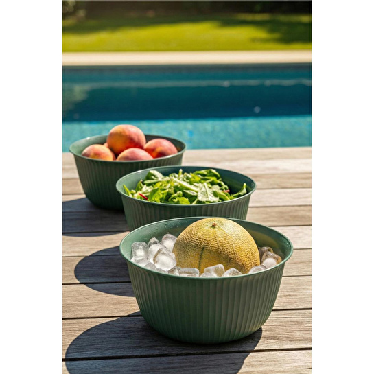 Vienev 3'lü 5 Litre Plastik Karıştırma Ve Saklama Kase Seti Yeşil