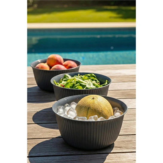 Vienev 3'lü 5 Litre Plastik Karıştırma Ve Saklama Kase Seti Antrasit