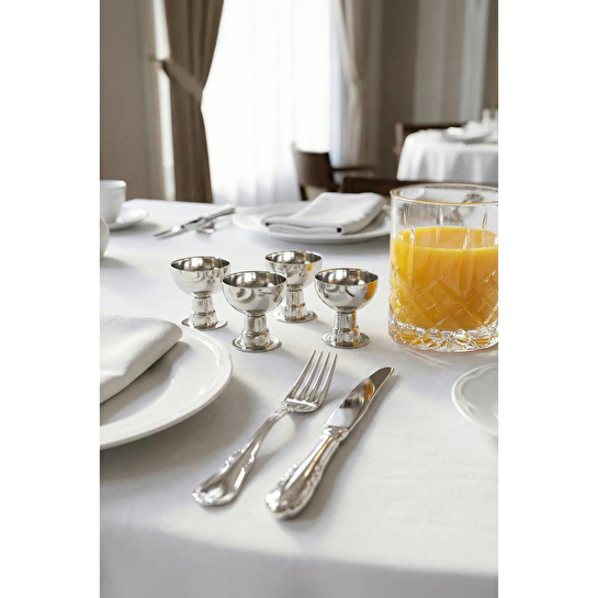 Vienev 4'lü Metal Yumurtalık Seti Şık Kahvaltı Sunumu - Yumurta Kabı