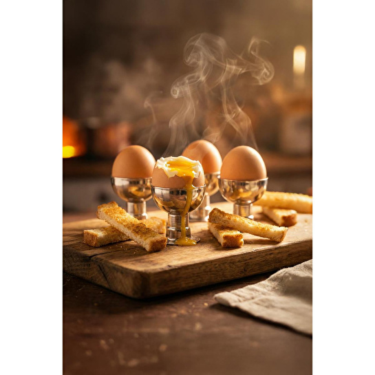 Vienev 4'lü Metal Yumurtalık Seti Şık Kahvaltı Sunumu - Yumurta Kabı