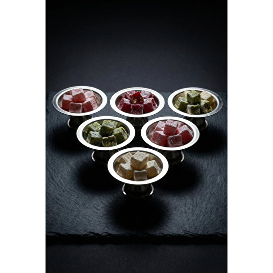 Vienev 6'lı Gümüş Renk Yuvarlak Lokumluk Ve Sunumluk Seti