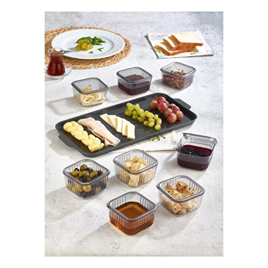 Vienev 8 Bölmeli Kare Kahvaltılık Saklama Kabı Seti